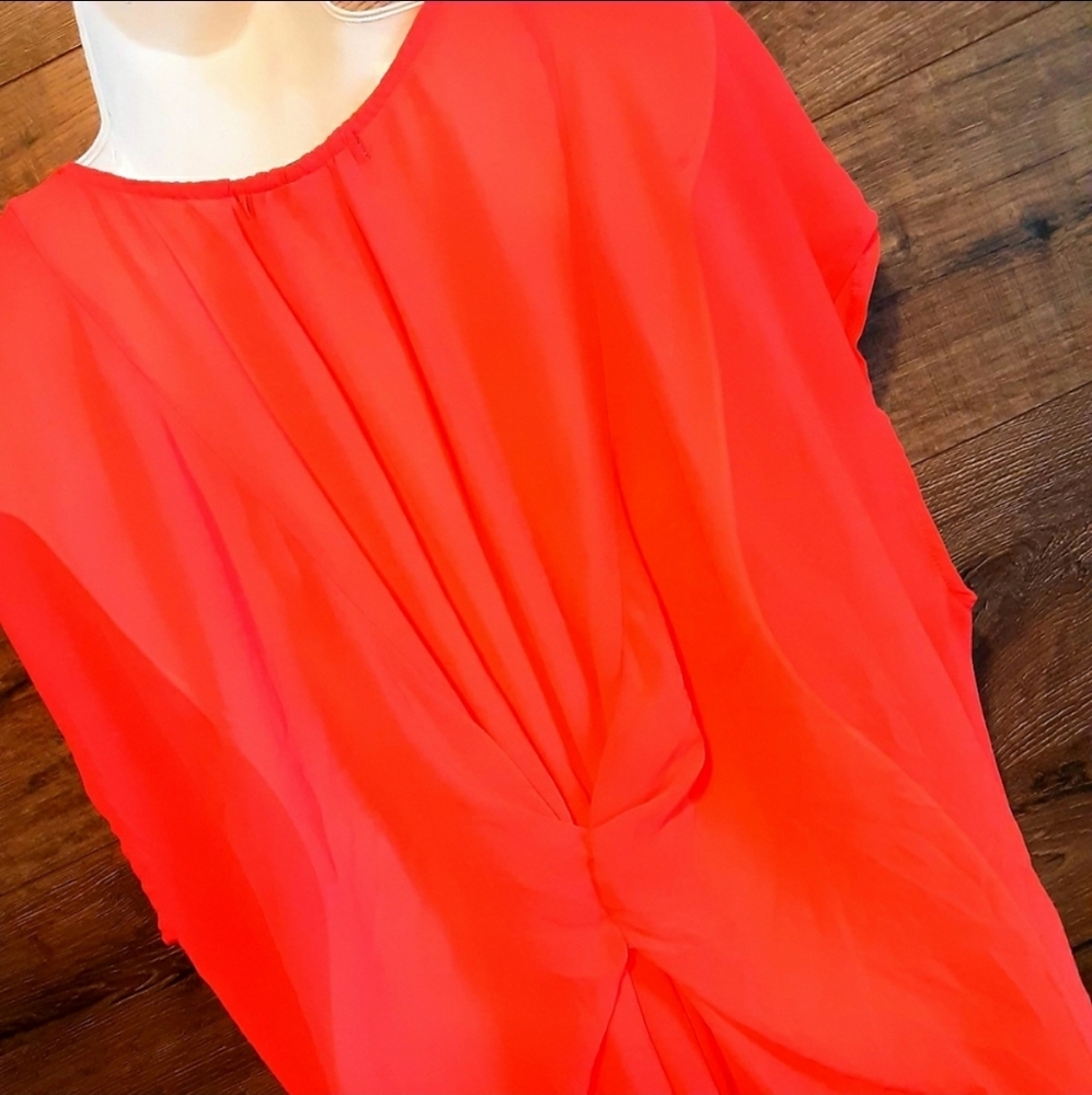 HeartSoul Plus Top Size 1X Chiffon Drop Hem Sheer - Picture 5 of 11